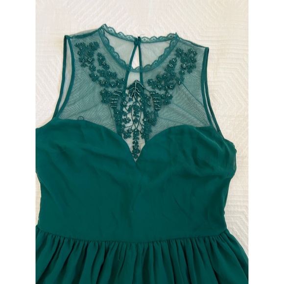 NWT - Zara - size medium - beaded and mesh sheer sleeveless dress - green - Picture 4 of 14